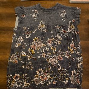 Smocked flowered shirt